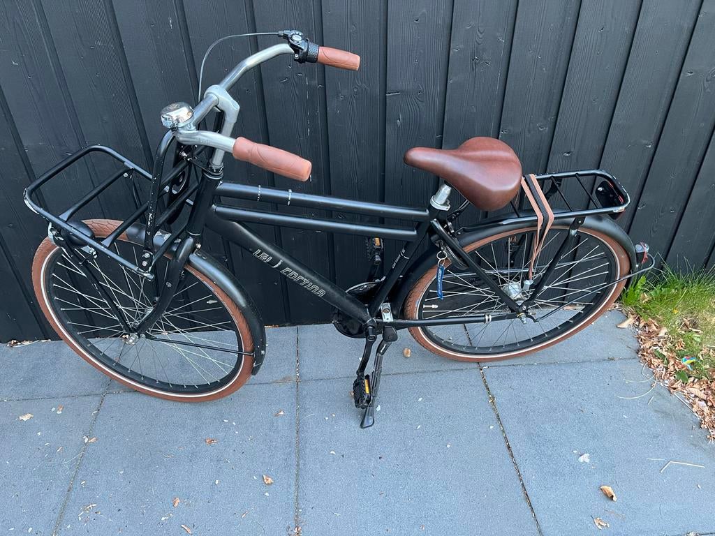 Cortina U4 Transportfiets 26 inch- Zwart met bruine accenten, Terugtraprem, Gebruikt, Versnellingen, Minder dan 49 cm
