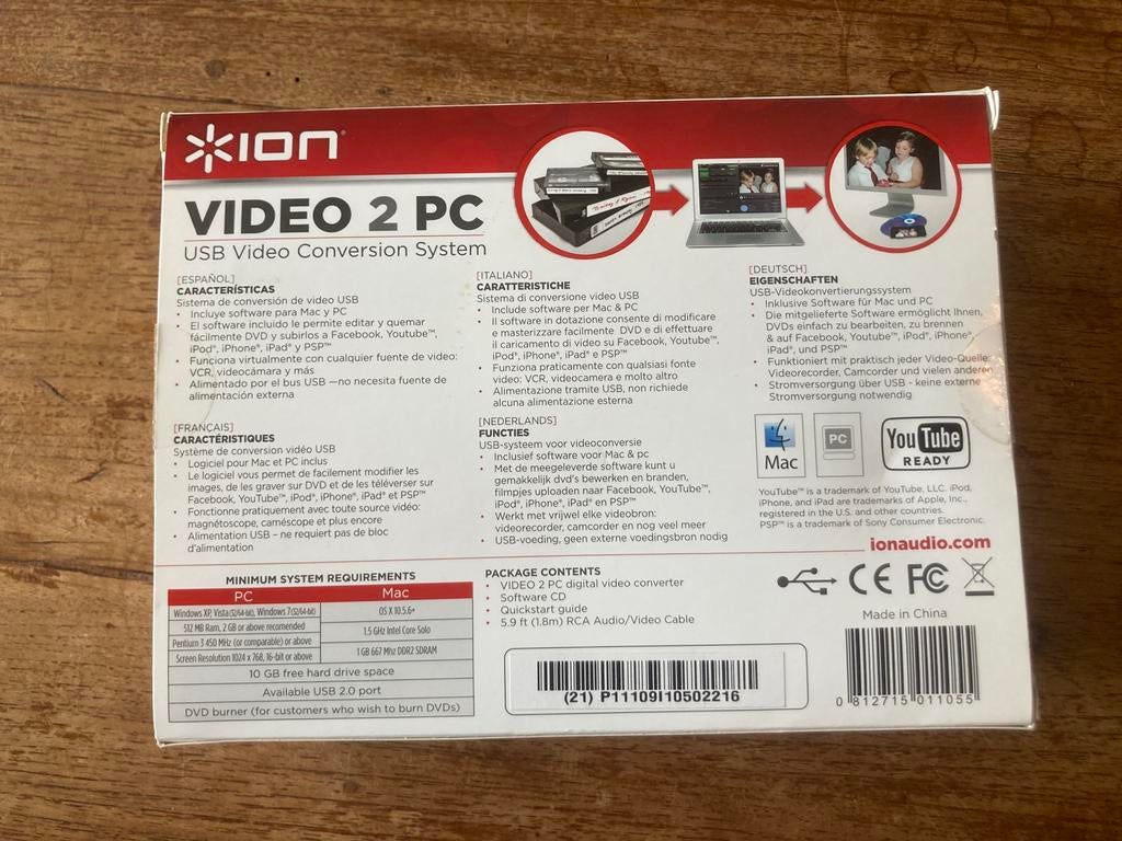 ION video 2 PC converter, Ophalen of Verzenden, Gebruikt
