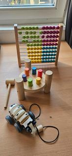 Houten speelgoed: telraam, hamertje tik en trekdier, Ophalen of Verzenden, Gebruikt, Overige typen