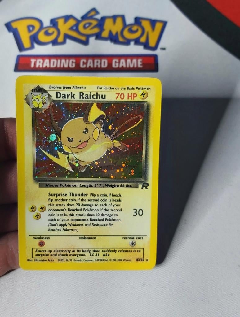Dark Raichu Secret Holo Rare, Rocket Set 1999-2000, Ophalen of Verzenden, Zo goed als nieuw, Losse kaart, Foil