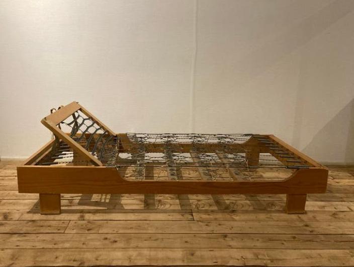 Day bed hout daybed - Zwitsers design jaren 60/70, Ophalen, Zo goed als nieuw, Rechthoekig, Hout