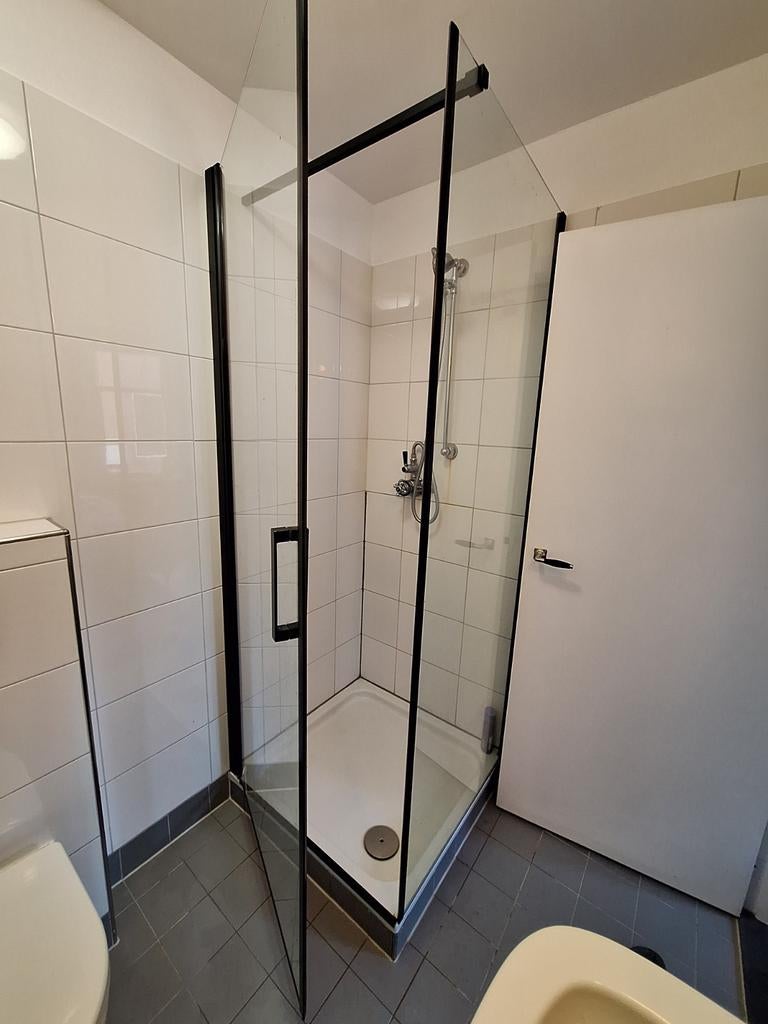 Gedemonteerd! Douchecabine 80x80 cm met zwarte omlijsting, Ophalen, Gebruikt, Glas, Douche