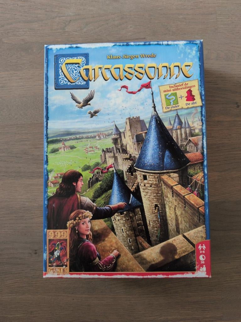 Carcassonne + Uitbreiding De Toren, Hobby en Vrije tijd, Gezelschapsspellen | Bordspellen, Ophalen of Verzenden, Gebruikt, 999 Games