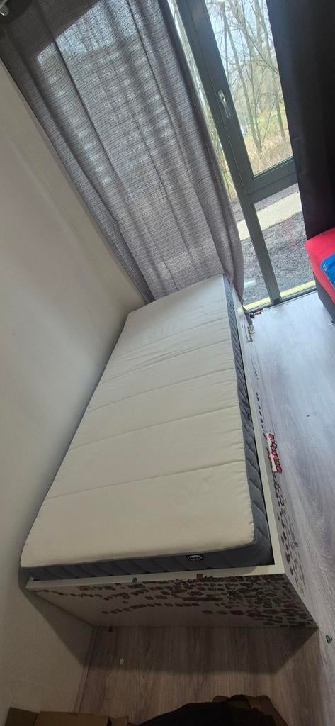 bed, Ophalen, 90 cm, Eenpersoons, Wit