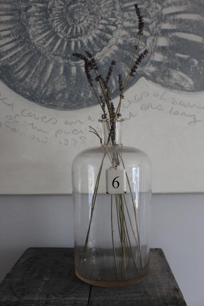 Oude brocante gistfles / vaas blank glas *Pronck & Praal*, Antiek en Kunst, Curiosa en Brocante, Ophalen of Verzenden