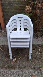 Gratis 4 witte tuinstoelen, Tuin en Terras, Tuinstoelen, Ophalen, Gebruikt, Kunststof