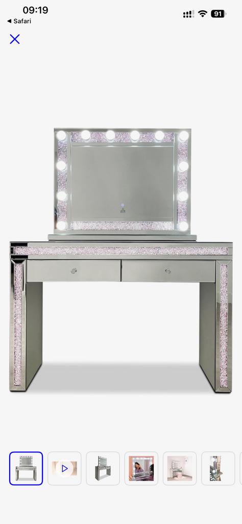Hollywood kaptafel crystal pink by luxury palace, Huis en Inrichting, Tafels | Kaptafels, Ophalen, Zo goed als nieuw, 50 tot 100 cm
