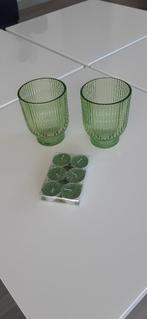 NIEUWE GROENE  GLAZEN  WINDLICHTEN VAN HEERDINK, Overige materialen, Nieuw, Ophalen of Verzenden, Groen