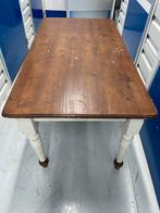 Brocante houten eettafel authentiek landelijk, Ophalen of Verzenden, Zo goed als nieuw, Rechthoekig, 50 tot 100 cm