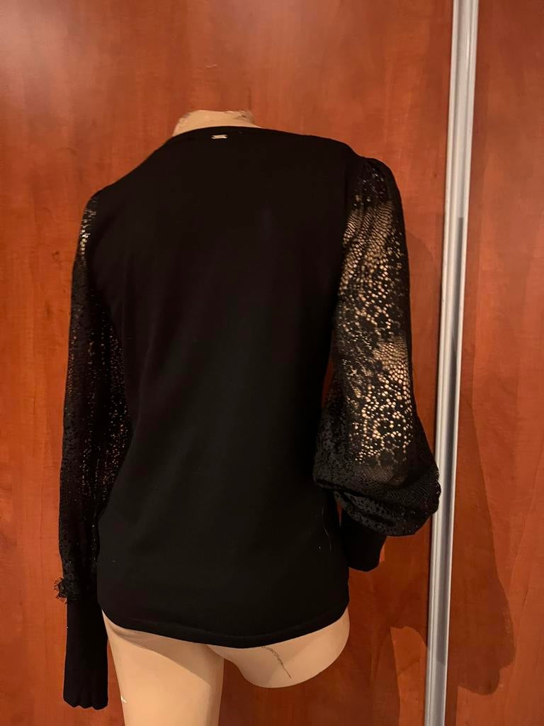 Fracomina trui met mouwen van kant maat L origineel zgan, F, Zwart, Maat 42/44 (L), Ophalen of Verzenden