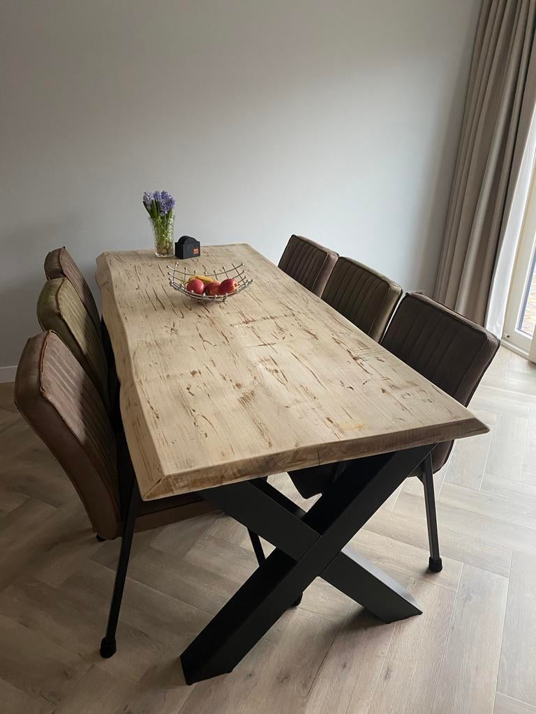 Eetkamerstoelen met armleuning, 6 stuks, Huis en Inrichting, Ophalen, Overige kleuren, Zo goed als nieuw, Metaal