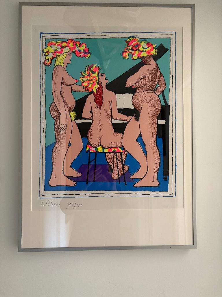 Aat Veldhoen zeefdruk gesigneerd, Antiek en Kunst, Ophalen of Verzenden