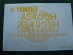 Yamaha XS400 H SH 1980 motorcycle owner's manual XS 400, Ophalen of Verzenden, Yamaha