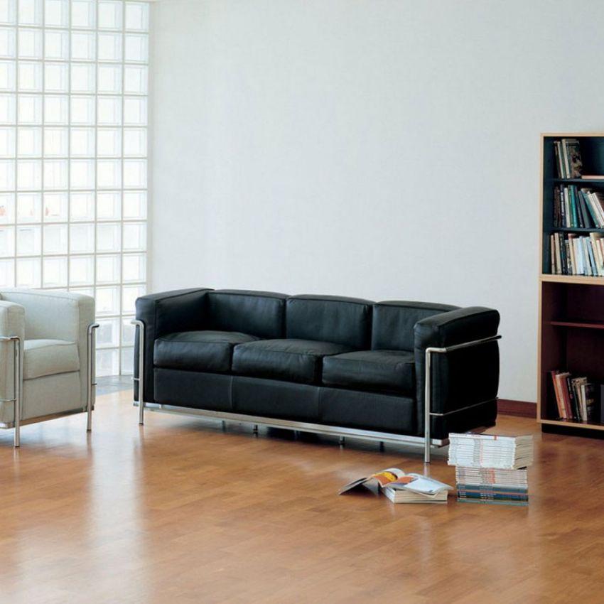 2x Cassina LC2 Driezits bank Leer Le Corbusier - Leer, Niet ingevuld, 100 tot 125 cm, 150 tot 200 cm, Niet ingevuld