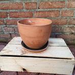 Terracotta hangpot met vaste schotel, Ophalen, Rond, Minder dan 25 cm, Minder dan 40 cm