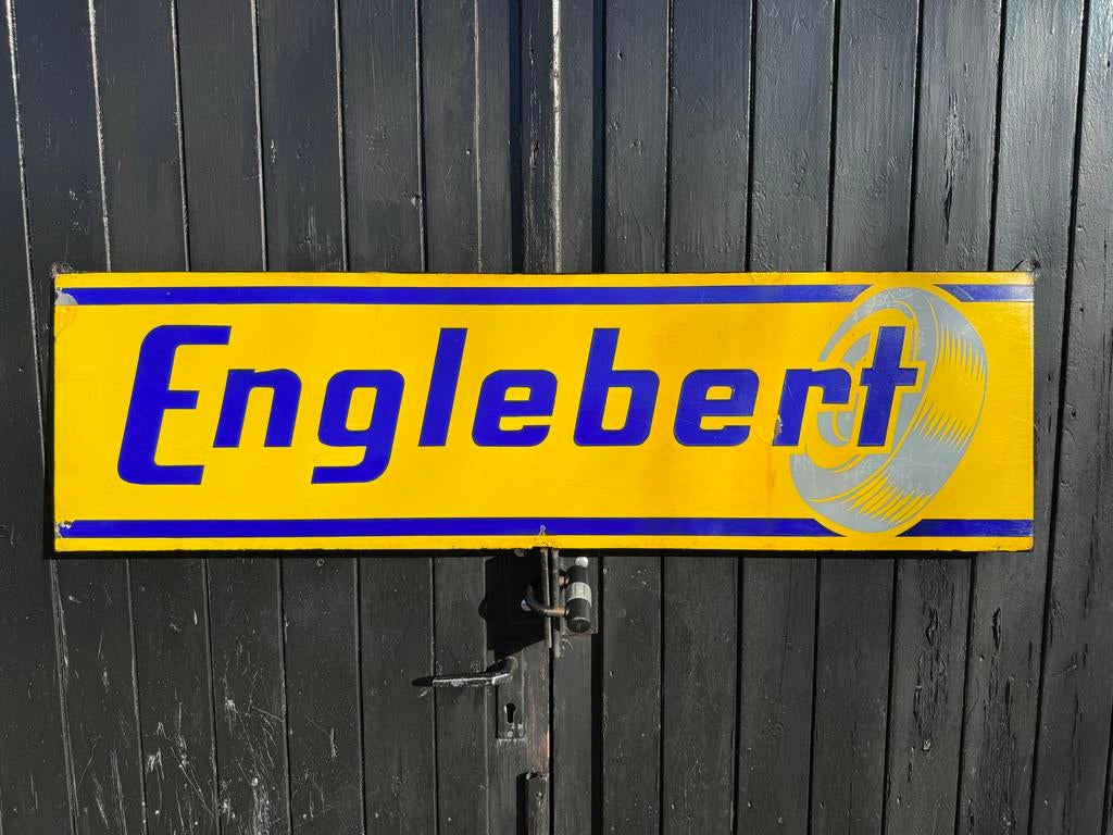 Englebert banden emaille reclamebord, Ophalen