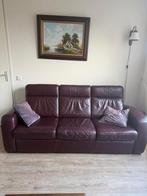 Echt leren Bank en 2 electrische stoelen Bordeaux Rood, Ophalen, Zo goed als nieuw