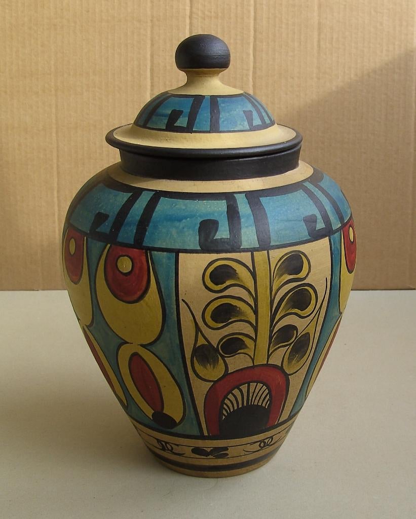 Portugese deksel vaas, Overige kleuren, Aardewerk of Porselein, Nieuw, Ophalen of Verzenden