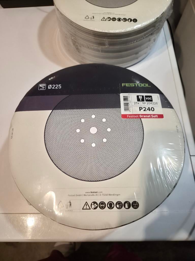 Festool Granat Soft P240 Ø225 (2 stuks), Doe-het-zelf en Verbouw, Ophalen of Verzenden, Nieuw