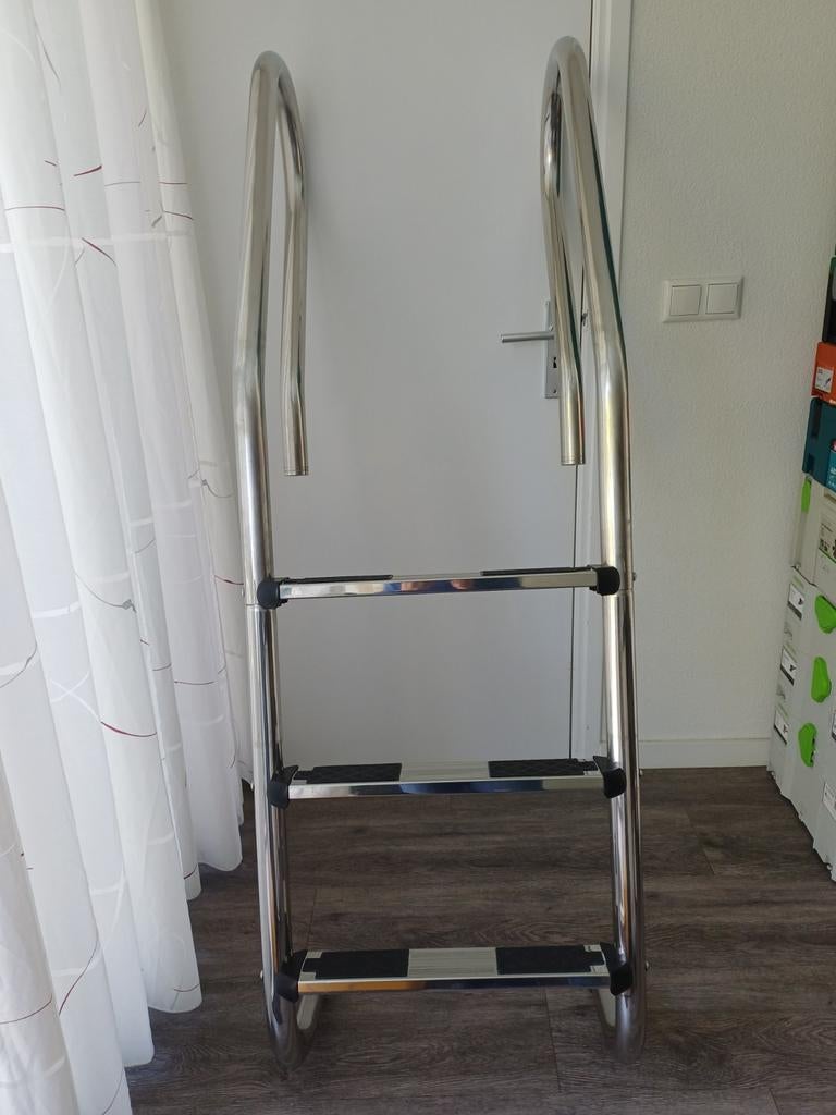 RVS Zwembadtrap - 3 treden, Tuin en Terras, Ophalen, Zo goed als nieuw, Ladder
