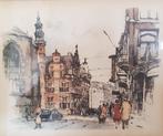 Jan Korthals ingelijste litho Het Oude Stadhuis, Den Haag, Antiek en Kunst, Kunst | Etsen en Gravures, Ophalen of Verzenden
