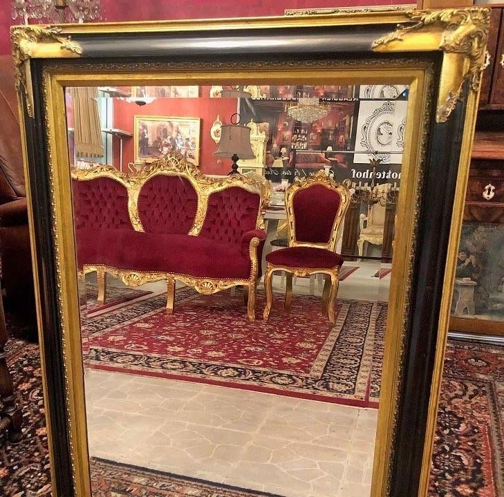 Groot spiegel klassiek / antieke barok goud, zwarte lijst, Antiek en Kunst, Ophalen, Rechthoekig, 100 tot 150 cm, Minder dan 100 cm