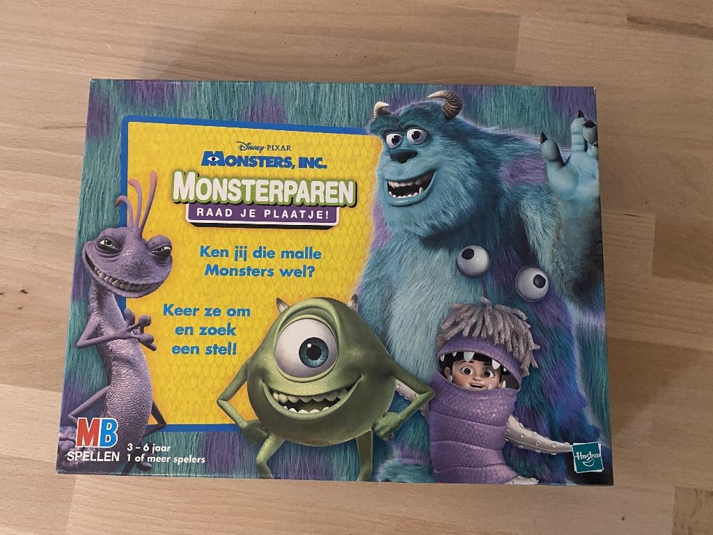 Monsters, Inc. Monsterparen Memory spel, Ophalen of Verzenden, Zo goed als nieuw, MB Spellen