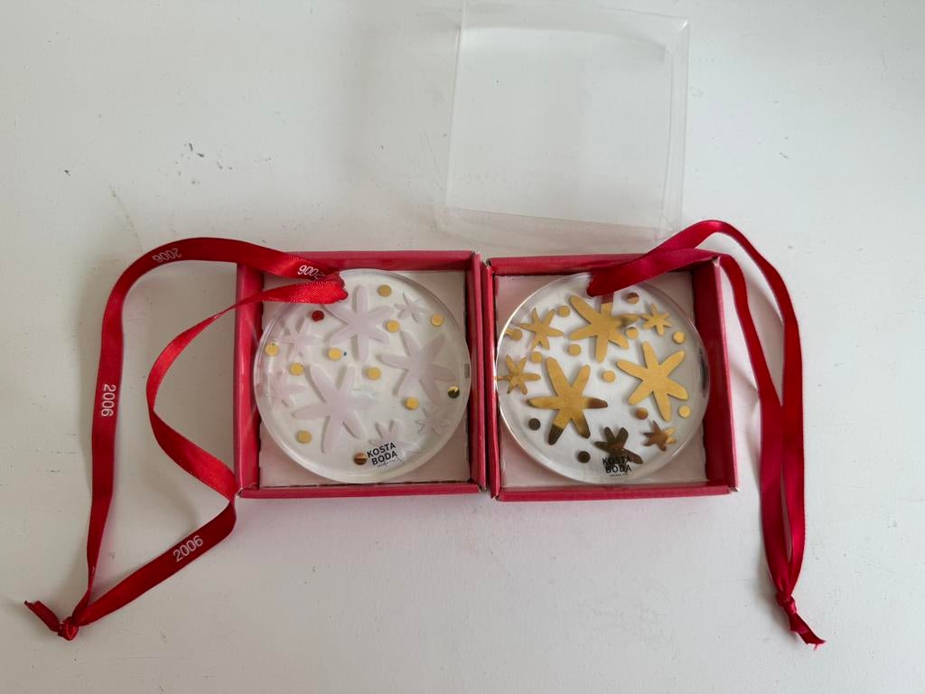 Kosta Boda Anna Ehrner kerstornamenten 2 stuks, Ophalen of Verzenden, Zo goed als nieuw