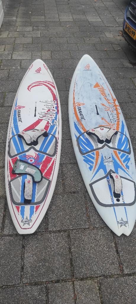 Windsurf set - 3 fanatic boards 5 zeilen Gaastra, Watersport en Boten, Windsurfen, Gebruikt, Complete set, Minder dan 250 cm, Met vin(nen)