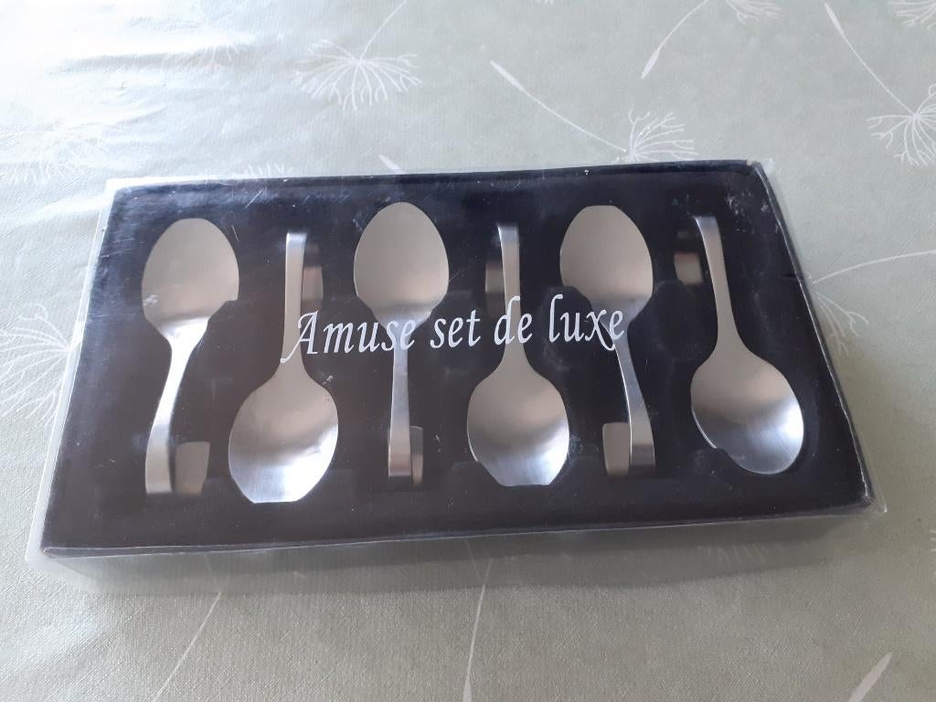 Nieuw set Amuse lepels, Nieuw, Ophalen of Verzenden, Rvs of Chroom, Vaatwasserbestendig