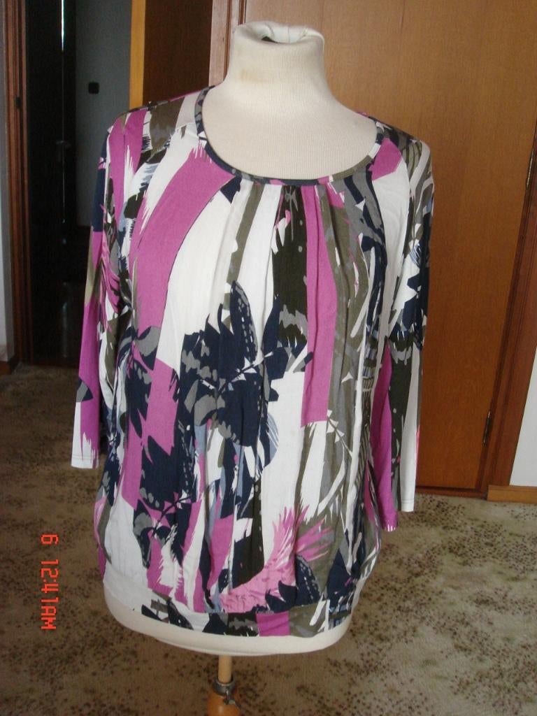 Frank Walder top/shirt blauw/groen/fucia 42, Kleding | Dames, Blauw, Maat 42/44 (L), Ophalen of Verzenden, Zo goed als nieuw