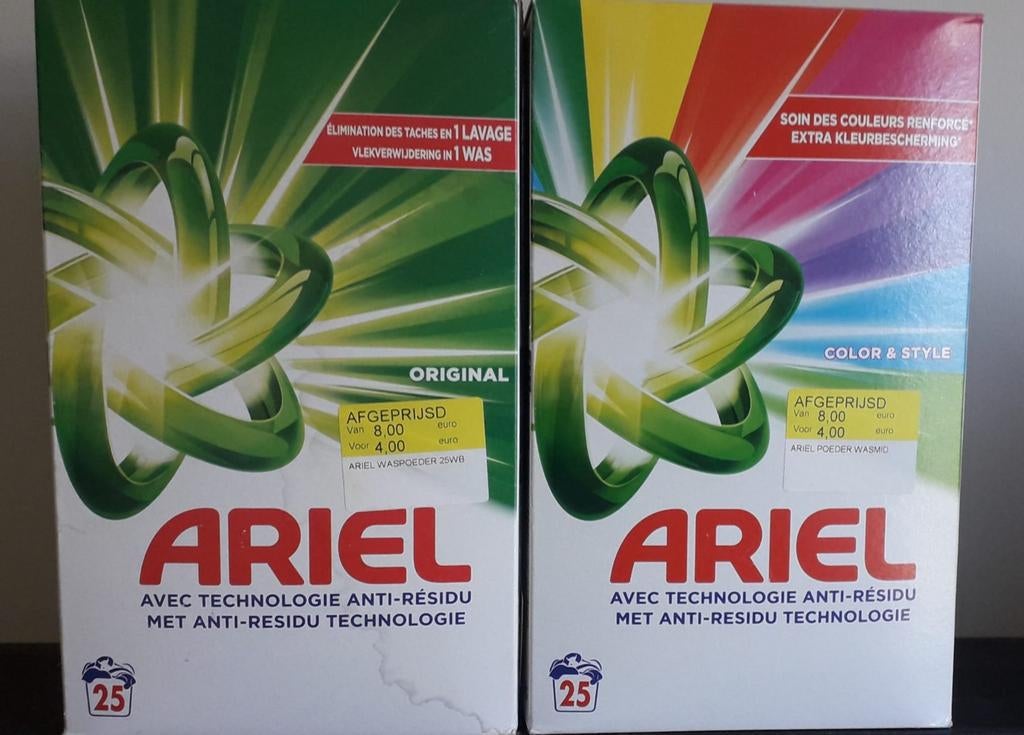 Ariel Waspoeder Original & Color & Style - 2x 1375g, Ophalen, Schoonmaakmiddel