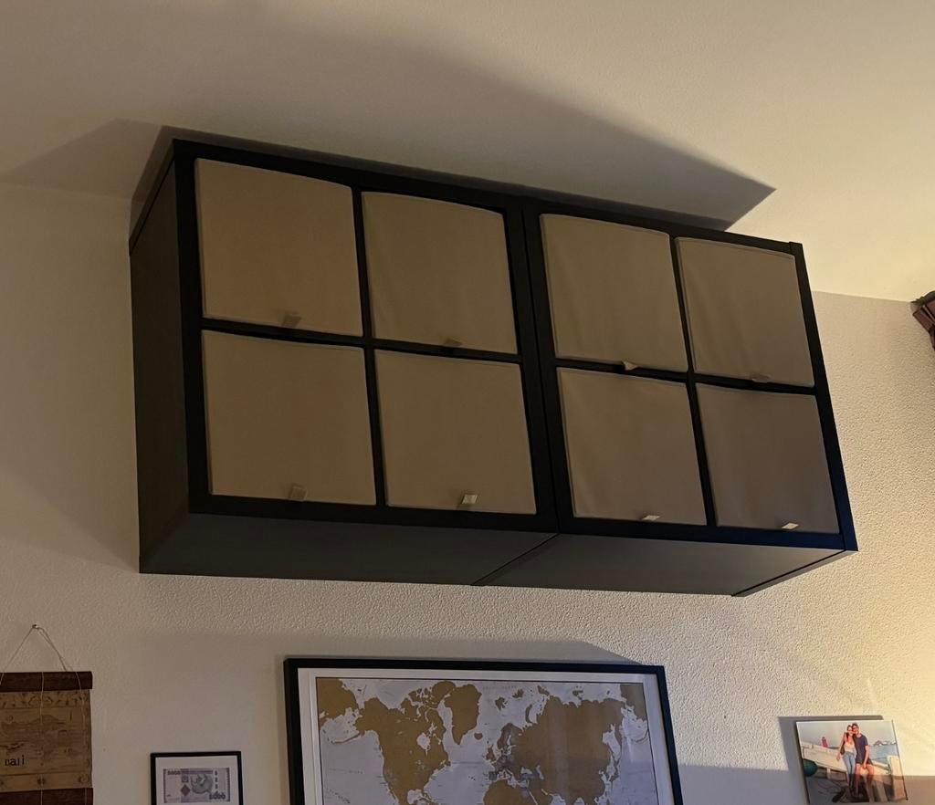 2x IKEA Kallax kast zwartbruin 77x77 cm, Ophalen, Gebruikt