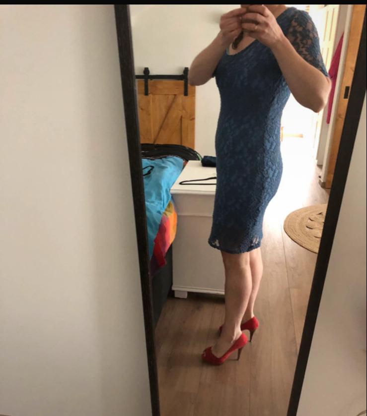 SRNDPTY blauwe kanten jurk maat 40, Blauw, Maat 42/44 (L), Ophalen of Verzenden, Zo goed als nieuw