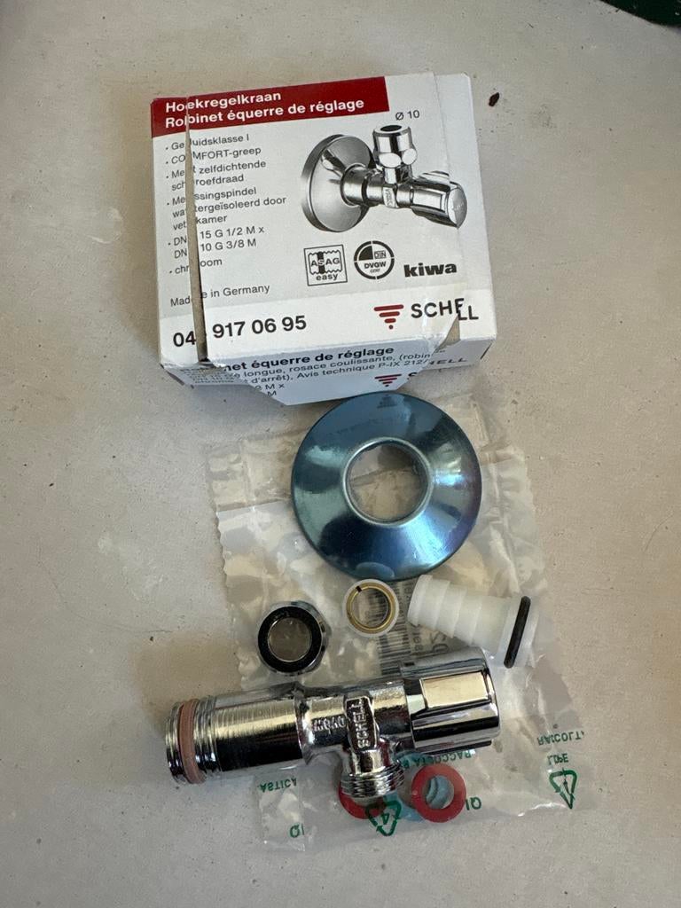 Nieuwe Schell hoekregelkraan chroom, Ophalen of Verzenden, Nieuw, Chroom, Kraan