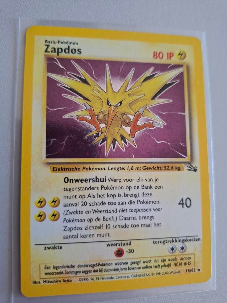 Pokemon Zapdos Fossil NL (Excellent), Hobby en Vrije tijd, Verzamelkaartspellen | Pokémon, Ophalen of Verzenden, Zo goed als nieuw
