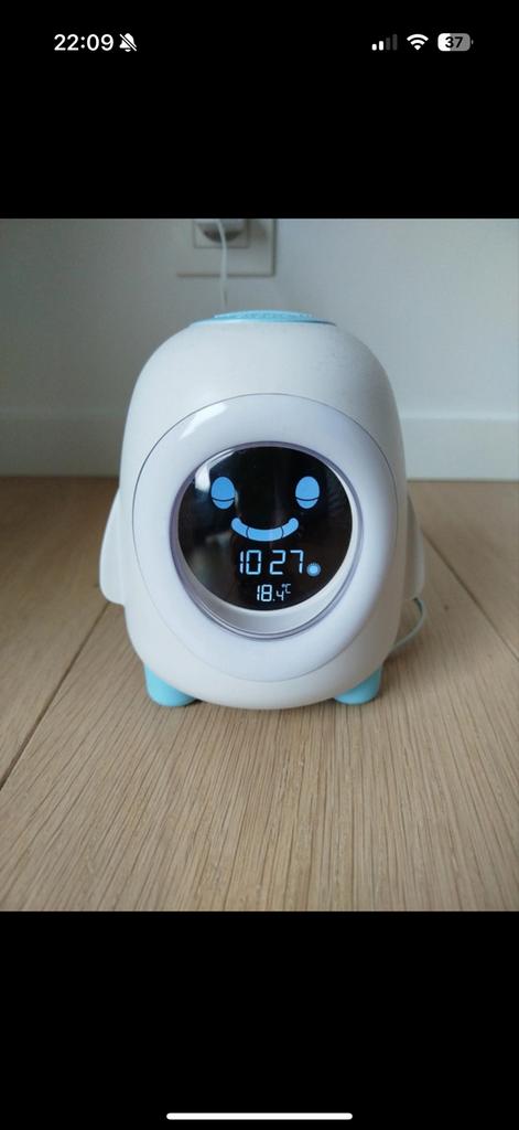 Slaaptrainer en Wekker voor Kinderen - Wit/Blauw, Witgoed en Apparatuur, Wekkers, Zo goed als nieuw, Digitaal, Ophalen of Verzenden