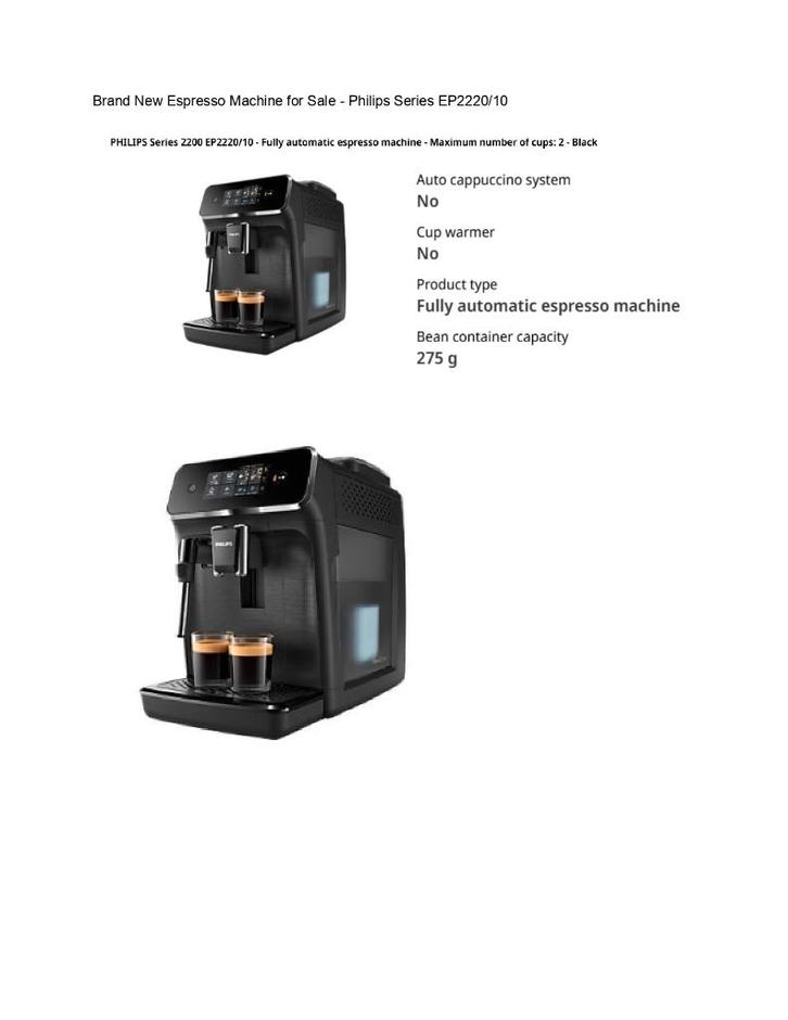 Brand New Espresso Machine for Sale, Witgoed en Apparatuur, Koffiezetapparaten, Nieuw, Koffiebonen, Espresso apparaat, 2 tot 4 kopjes