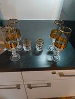 Set van 6 glazen met gouden rand en decoratie, Antiek en Kunst, Ophalen