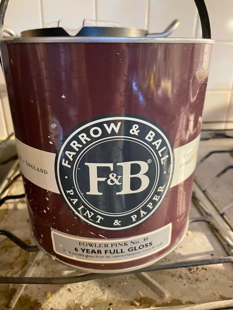 Farrow & Ball Fowler Pink No. 39 Hoogglans Verf, Doe-het-zelf en Verbouw, Nieuw, Ophalen of Verzenden, Verf, Roze