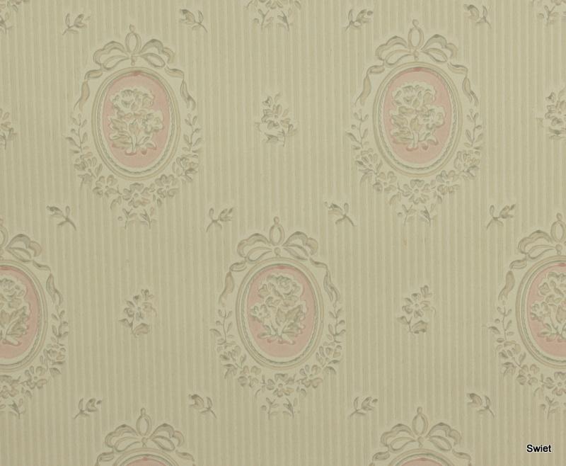 8811 babyroze barok behang met ovale motieven swiet, Huis en Inrichting, Stoffering | Behang, Verzenden, Minder dan 10 m², Wit