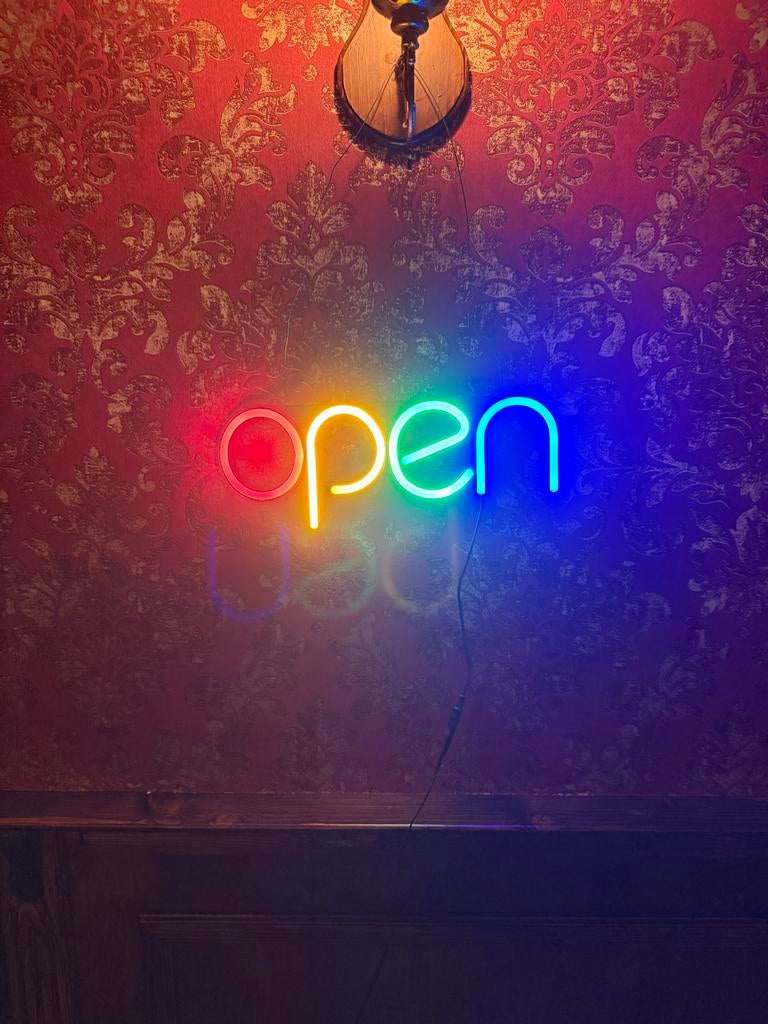 Neon 'open' bord - RGB kleuren, Ophalen of Verzenden, Zo goed als nieuw