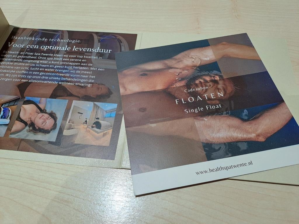 Cadeaubon floaten , Float Health Spa Twente Twente €45,-, Tickets en Kaartjes, Eén persoon, Cadeaubon, Spa of Sauna