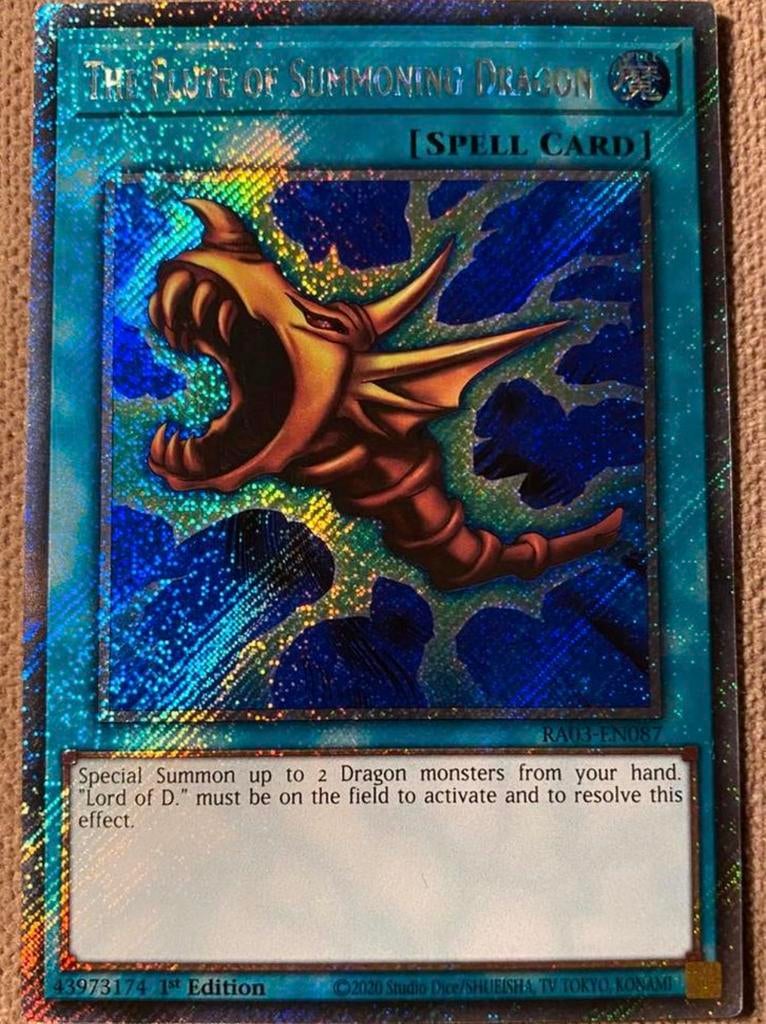 Yu-Gi-Oh! The Flute of Summoning Dragon RA03 1st !, Ophalen of Verzenden, Zo goed als nieuw, Losse kaart, Foil