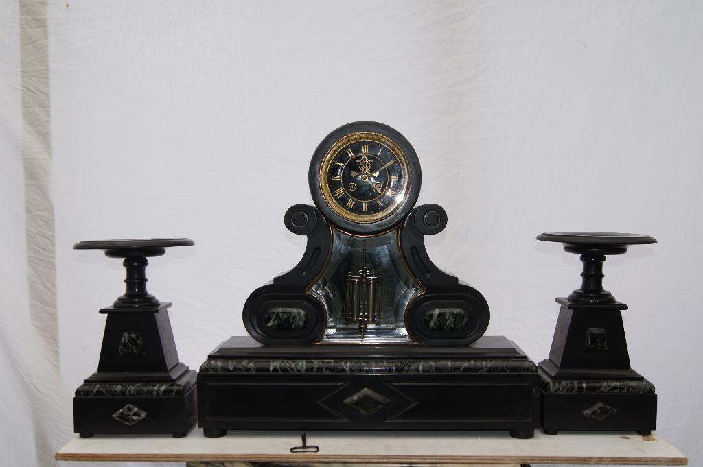 Marmeren klokstel met brocot uurwerk, Antiek en Kunst, Antiek | Klokken, Ophalen of Verzenden