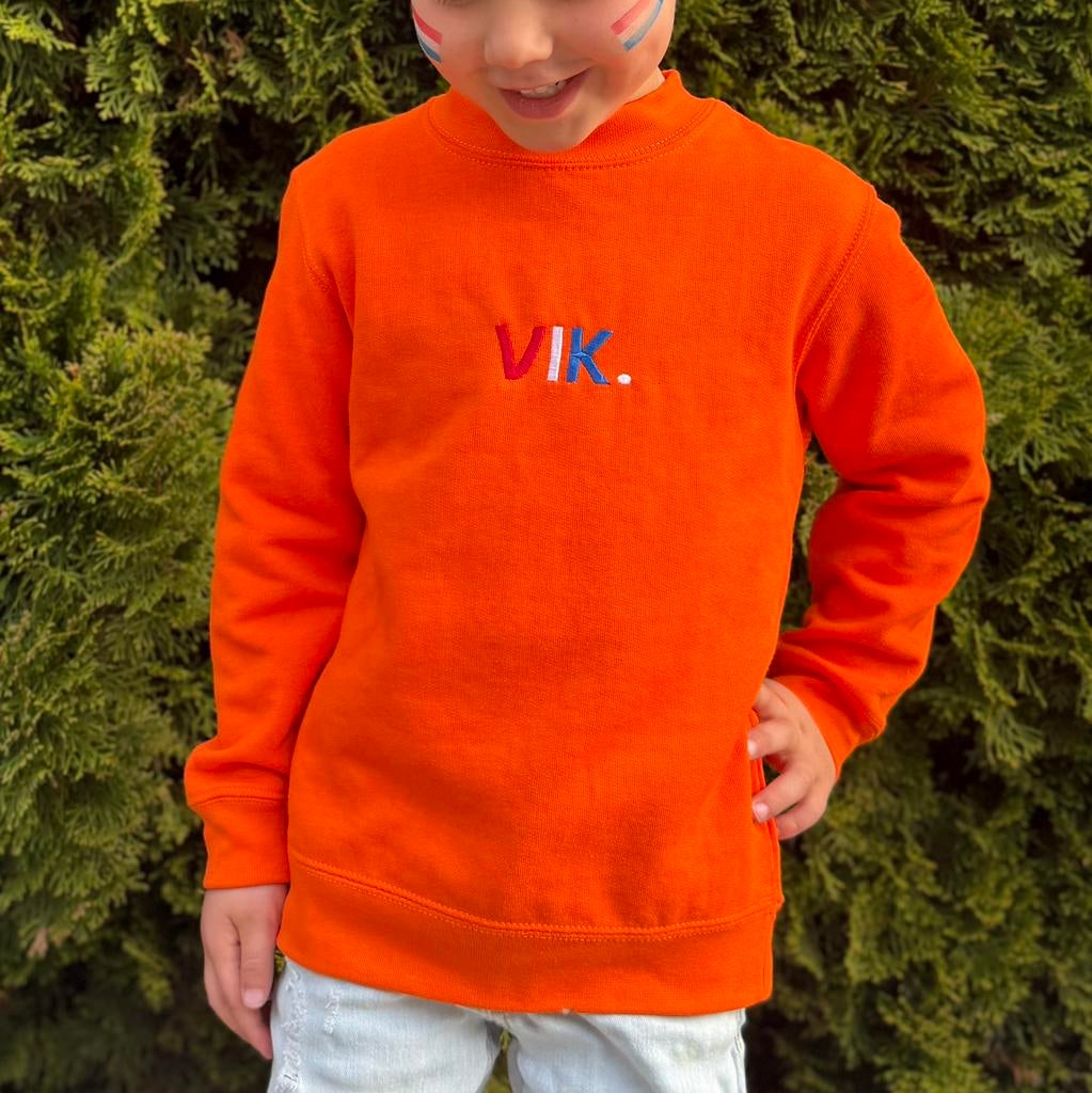 Koningsdag trui met naam kind maat 104 116 128 140, Kinderen en Baby's, Kinderkleding | Overige, Ophalen of Verzenden, Nieuw, Jongen of Meisje