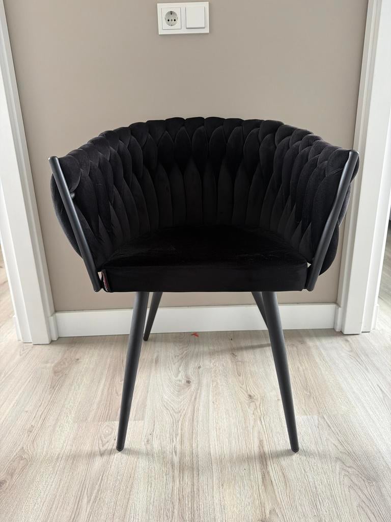 Wave Design Stoel - Stijlvol en Comfortabel, Huis en Inrichting, Stoelen, Ophalen, Zwart, Zo goed als nieuw, Metaal