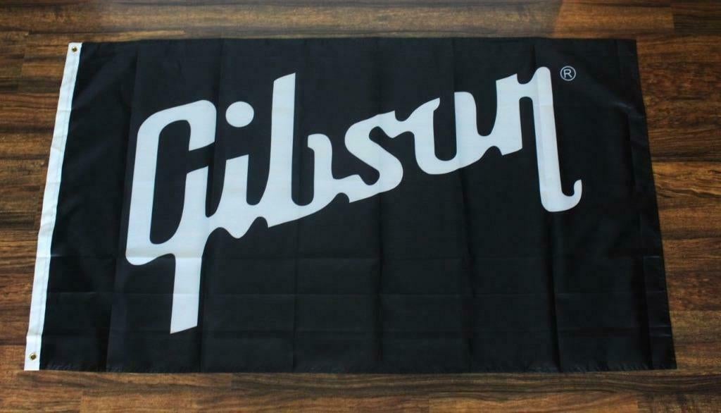 Gibson promovlag - 90 cm x 60 cm - Vlag van Gibson, Muziek en Instrumenten, Ophalen of Verzenden, Zo goed als nieuw, Elektrische gitaar