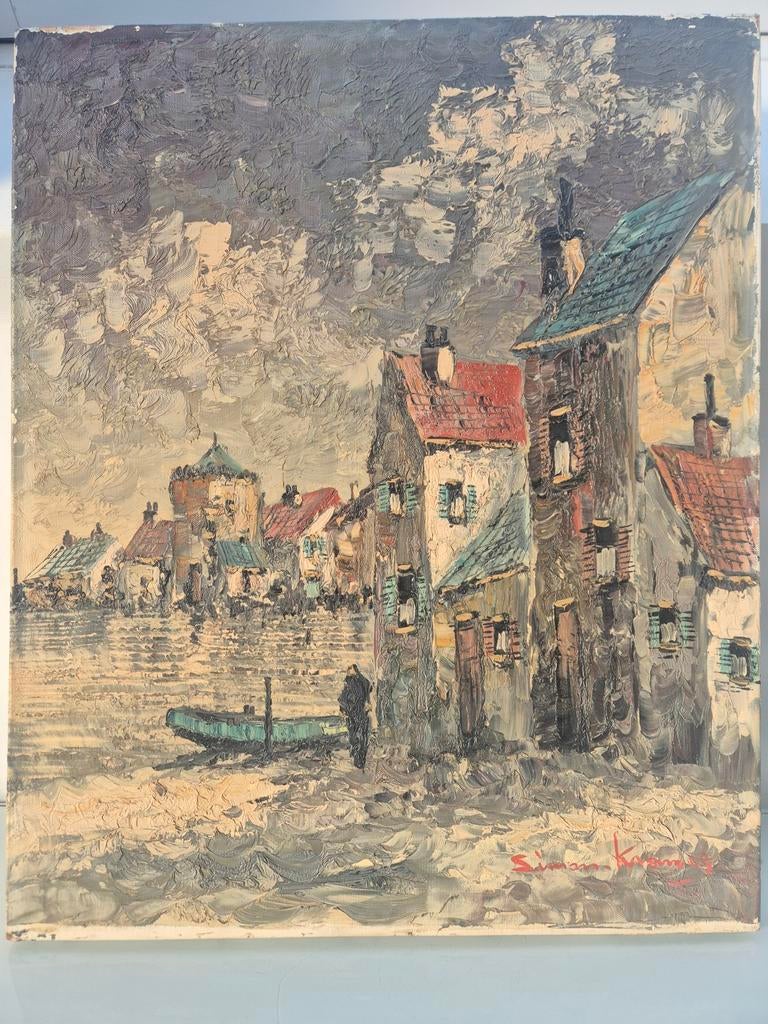 Olieverf Impasto Marine Simon Kramer Gesigneerd ca. ´61, Ophalen of Verzenden
