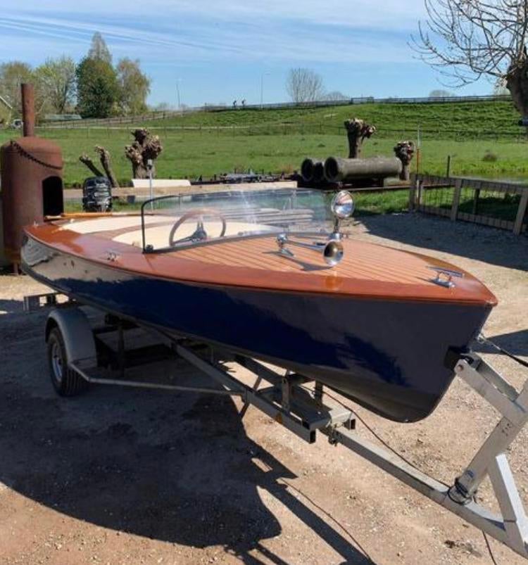 Moet weg, Prachtige klassieke sloep/speedboot aangeboden, Watersport en Boten, Sloepen, Ophalen, Tot 10 pk, Zo goed als nieuw